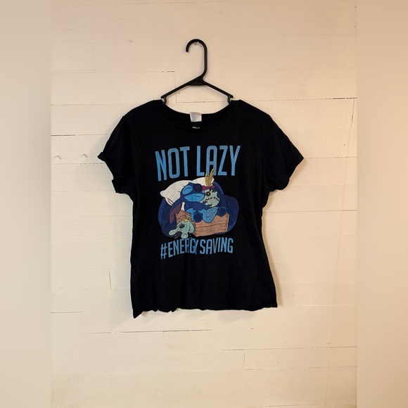 Disney Tops - Disney Stitch Not Lazy Energy Saving Graphic Tee Shirt Size L